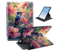 HGGJFLYX Case for Kindle Fire HD 8 & HD 8 Plus (12th Gen, 2024/2022/2020),360 Degree Rotating Multi-Angle Viewing Stand Fold Leather Tablet Cover 8",Auto Sleep/Wake,Hummingbird Hibiscus
