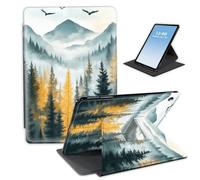 HGGJFLYX Case for Kindle Fire HD10 2019/2015/2017 Tablet,360 Degree Rotating Multi-Angle Viewing Stand Fold Leather Tablet Cover for Kindle Fire HD10 2019,Auto Sleep/Wake,Misty Mountains Forest
