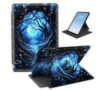 HGGJFLYX Case for Kindle Fire HD10 2019/2015/2017 Tablet,360 Degree Rotating Multi-Angle Viewing Stand Fold Leather Tablet Cover for Fire HD10 2019,Auto Sleep/Wake,Moonlit Forest Path