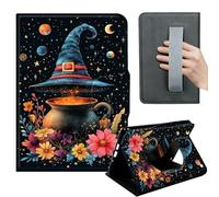 HGGJFLYX Case for Kindle Fire HD10 2023/2021,360 Degree Rotating Multi-Angle Viewing Stand,Hand Strap,PU Leather Tablet Cover for Fire HD10 2023/2021,Auto Sleep/Wake,Witch Hat Cauldron