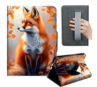 HGGJFLYX Case for Kindle Fire HD10 2023/2021,360 Degree Rotating Multi-Angle Viewing Stand,Hand Strap,PU Leather Tablet Cover for Fire HD10 2023/2021,Auto Sleep/Wake,Autumn Fox in Woods