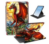 HGGJFLYX Case for Kindle Fire HD10 2023 Tablet,360 Degree Rotating Multi-Angle Viewing Stand Fold Leather Tablet Cover 10.1" for Kindle Fire HD10 2023/2021,Auto Sleep/Wake,Stained Glass Red Dragon