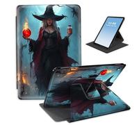 HGGJFLYX Case for Kindle Fire HD8 2018/2016/2017 Tablet,360 Degree Rotating Multi-Angle Viewing Stand Fold Leather Tablet Cover 8" for Kindle Fire HD8 2018,Auto Sleep/Wake,Witch Under Moonlight