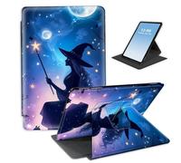 HGGJFLYX Case for Kindle Fire HD8 2018/2016/2017 Tablet,360 Degree Rotating Multi-Angle Viewing Stand Fold Leather Tablet Cover 8" for Kindle Fire HD8 2018,Auto Sleep/Wake,Witch Under Starry Moon