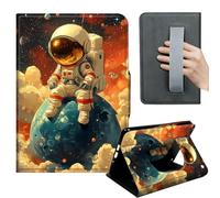 HGGJFLYX Case for Kindle Fire HD8 &HD8 Plus(12th Gen,2024/2022/2020),360 Degree Rotating Multi-Angle Viewing Stand,Hand Strap,PU Leather Tablet Cover,Auto Sleep/Wake,Astronaut on Planet