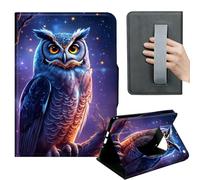 HGGJFLYX Case for Kindle Fire Max 11 2023,360 Degree Rotating Multi-Angle Viewing Stand,Hand Strap,PU Leather Tablet Cover for Kindle Fire Max 11 2023,Auto Sleep/Wake,Owl Under Starry Sky