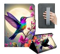 HGGJFLYX Case for Kindle Fire Max 11 2023,360 Degree Rotating Multi-Angle Viewing Stand,Hand Strap,PU Leather Tablet Cover for Kindle Fire Max 11 2023,Auto Sleep/Wake,Hummingbird Under Moon