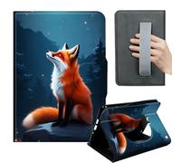 HGGJFLYX Case for Kindle Fire Max 11 2023,360 Degree Rotating Multi-Angle Viewing Stand,Hand Strap,PU Leather Tablet Cover for Kindle Fire Max 11 2023,Auto Sleep/Wake,Fox Under Moonlight