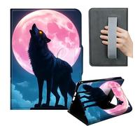 HGGJFLYX Case for Kindle Fire Max 11 2023,360 Degree Rotating Multi-Angle Viewing Stand,Hand Strap,PU Leather Tablet Cover for Kindle Fire Max 11 2023,Auto Sleep/Wake,Wolf Howling Under Moon