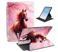 HGGJFLYX Case for Kindle Fire Max 11 2023 Tablet,360 Degree Rotating Multi-Angle Viewing Stand Fold Leather Tablet Cover 11" for Kindle Fire Max 11 2023,Auto Sleep/Wake,Cherry Blossom Horse