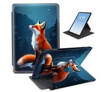 HGGJFLYX Case for Kindle Fire Max 11 2023 Tablet,360 Degree Rotating Multi-Angle Viewing Stand Fold Leather Tablet Cover 11" for Kindle Fire Max 11 2023,Auto Sleep/Wake,Fox Under Moonlight