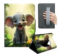 HGGJFLYX Case for Kindle Paperwhite 10th 2018,360 Degree Rotating Multi-Angle Viewing Stand,Hand Strap,PU Leather Tablet Cover 6" for Kindle 10th 2018,Auto Sleep/Wake,Rainy Day Little Elephant