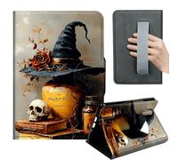 HGGJFLYX Case for Kindle Paperwhite 10th 2018,360 Degree Rotating Multi-Angle Viewing Stand,Hand Strap,PU Leather Tablet Cover 6" for Kindle 10th 2018,Auto Sleep/Wake,Witch's Hat Illustration