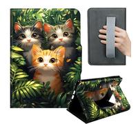 HGGJFLYX Case for Kindle Paperwhite 10th 2019,360 Degree Rotating Multi-Angle Viewing Stand,Hand Strap,PU Leather Tablet Cover 6" for Kindle 10th 2019,Auto Sleep/Wake,Three Cats Jungle