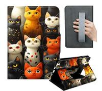 HGGJFLYX Case for Kindle Paperwhite 10th 2019,360 Degree Rotating Multi-Angle Viewing Stand,Hand Strap,PU Leather Tablet Cover 6" for Kindle 10th 2019,Auto Sleep/Wake,Colorful Cats