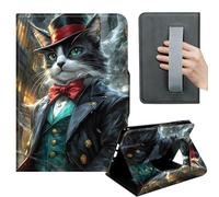 HGGJFLYX Case for Kindle Paperwhite 10th 2019,360 Degree Rotating Multi-Angle Viewing Stand,Hand Strap,PU Leather Tablet Cover 6" for Kindle 10th 2019,Auto Sleep/Wake,Gentleman Cat