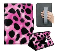 HGGJFLYX Case for Kindle Paperwhite 11th 2021,360 Degree Rotating Multi-Angle Viewing Stand,Hand Strap,PU Leather Tablet Cover 6.8" for Kindle 11th 2021,Auto Sleep/Wake,Pink Leopard Pattern