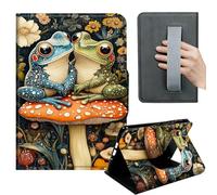HGGJFLYX Case for Kindle Paperwhite 11th 2021,360 Degree Rotating Multi-Angle Viewing Stand,Hand Strap,PU Leather Tablet Cover 6.8" for Kindle 11th 2021,Auto Sleep/Wake,Frogs Mushroom Floral