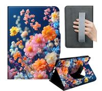 HGGJFLYX Case for Kindle Paperwhite 11th 2021,360 Degree Rotating Multi-Angle Viewing Stand,Hand Strap,PU Leather Tablet Cover 6.8" for Kindle 11th 2021,Auto Sleep/Wake,Pastel Mixed Floral Bouquet