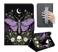 HGGJFLYX Case for Kindle Paperwhite 11th 2022,360 Degree Rotating Multi-Angle Viewing Stand,Hand Strap,PU Leather Tablet Cover 6" for Kindle 11th 2022,Auto Sleep/Wake,Moth & Crescent