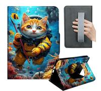 HGGJFLYX Case for Kindle Paperwhite 11th 2022,360 Degree Rotating Multi-Angle Viewing Stand,Hand Strap,PU Leather Tablet Cover 6" for Kindle 11th 2022,Auto Sleep/Wake,Diving Cat Underwater