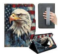 HGGJFLYX Case for Kindle Paperwhite 11th 2022,360 Degree Rotating Multi-Angle Viewing Stand,Hand Strap,PU Leather Tablet Cover 6" for Kindle 11th 2022,Auto Sleep/Wake,Eagle American Flag