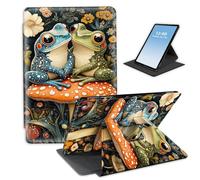 HGGJFLYX Case for Kindle Paperwhite 11th Gen 2021 Tablet,360 Degree Rotating Multi-Angle Viewing Stand Fold Leather E-Book Cover 6.8" for Kindle 11th 2021,Auto Sleep/Wake,Frogs Mushroom Floral