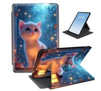 HGGJFLYX Case for Kindle Paperwhite 11th Gen 2021 Tablet,360 Degree Rotating Multi-Angle Viewing Stand Fold Leather E-Book Cover 6.8" for Kindle 11th 2021,Auto Sleep/Wake,Kitten by Lantern Light