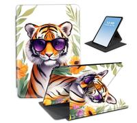 HGGJFLYX Case for Kindle Paperwhite 11th Gen 2021 Tablet,360 Degree Rotating Multi-Angle Viewing Stand Fold Leather E-Book Cover 6.8" for Kindle 11th 2021,Auto Sleep/Wake,Cool Tiger with Sunglasses