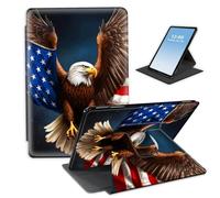 HGGJFLYX Case for Kindle Paperwhite 11th Gen 2021 Tablet,360 Degree Rotating Multi-Angle Viewing Stand Fold Leather E-Book Cover 6.8" for Kindle 11th 2021,Auto Sleep/Wake,Eagle with US Flag