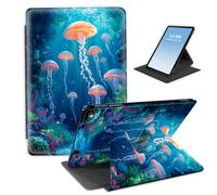HGGJFLYX Case for Kindle Paperwhite 11th Gen 2022 Tablet,360 Degree Rotating Multi-Angle Viewing Stand Fold Leather E-Book Cover 6.8" for Kindle 11th 2022,Auto Sleep/Wake,Orange Jellyfish Underwater