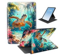 HGGJFLYX Case for Kindle Paperwhite 11th Gen 2022 Tablet,360 Degree Rotating Multi-Angle Viewing Stand Fold Leather E-Book Cover 6.8" for Kindle 11th 2022,Auto Sleep/Wake,Sea Turtle Underwater Flowers