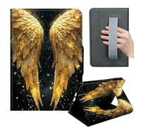 HGGJFLYX Case for Kindle Paperwhite 12th 2024,360 Degree Rotating Multi-Angle Viewing Stand,Hand Strap,PU Leather Tablet Cover for Kindle Colorsoft 7",Auto Sleep/Wake,Gilded Wings