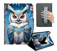 HGGJFLYX Case for Kindle Scribe 10.2 2022/2024,360 Degree Rotating Multi-Angle Viewing Stand,Hand Strap,PU Leather Tablet Cover 10.2" for Kindle Scribe,Auto Sleep/Wake,Ornate Blue Owl