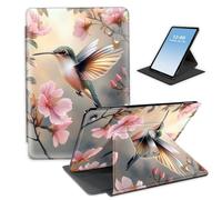HGGJFLYX Case for Kindle Scribe 10.2 Inch 2022/2024 Tablet,360 Degree Rotating Multi-Angle Viewing Stand Fold Leather E-Book Cover 10.2" Kindle Scribe,Auto Sleep/Wake,Hummingbird Cherry Blossom