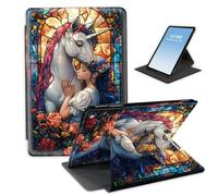 HGGJFLYX Case for Kindle Scribe 10.2 Inch 2022/2024 Tablet,360 Degree Rotating Multi-Angle Viewing Stand Fold Leather E-Book Cover 10.2" Kindle Scribe,Auto Sleep/Wake,Fantasy Horned Beast Girl