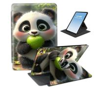 HGGJFLYX Case for Kindle Scribe 10.2 Inch 2022/2024 Tablet,360 Degree Rotating Multi-Angle Viewing Stand Fold Leather E-Book Cover 10.2" Kindle Scribe,Auto Sleep/Wake,Panda Cub Green Apple