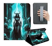 HGGJFLYX Case for Samsung Galaxy Tab A 10.1 2019 Model T510 T515 T517,360 Degree Rotating Multi-Angle Viewing Stand,Hand Strap,Leather Cover,Auto Sleep/Wake,Dark Queen Skulls