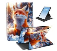 HGGJFLYX Case for Samsung Galaxy Tab A9 Plus Tablet,360 Degree Rotating Multi-Angle Viewing Stand Fold Leather Tablet Cover for Samsung Galaxy Tab A9+,Auto Sleep/Wake,Red Fox Snow Sunset
