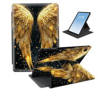 HGGJFLYX Case for Samsung Galaxy Tab A9 Plus Tablet,360 Degree Rotating Multi-Angle Viewing Stand Fold Leather Tablet Cover for Samsung Galaxy Tab A9+,Auto Sleep/Wake,Gilded Wings