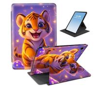 HGGJFLYX Case for Samsung Galaxy Tab A9 Plus Tablet,360 Degree Rotating Multi-Angle Viewing Stand Fold Leather Tablet Cover 10.9" for Samsung Galaxy Tab A9+,Auto Sleep/Wake,Firefly Lit Tiger Cub