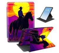 HGGJFLYX Case for Samsung Galaxy Tab A9 Plus Tablet,360 Degree Rotating Multi-Angle Viewing Stand Fold Leather Tablet Cover 10.9" for Samsung Galaxy Tab A9+,Auto Sleep/Wake,Cowboy at Sunset