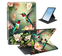 HGGJFLYX Case for Samsung Galaxy Tab A9 Tablet,360 Degree Rotating Multi-Angle Viewing Stand Fold Leather Tablet Cover 8.7" for Samsung Galaxy Tab A9,Auto Sleep/Wake,Hummingbirds Flower Garden