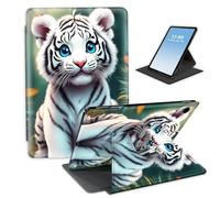 HGGJFLYX Case for Samsung Galaxy Tab A9 Tablet,360 Degree Rotating Multi-Angle Viewing Stand Fold Leather Tablet Cover 8.7" for Samsung Galaxy Tab A9,Auto Sleep/Wake,White Tiger in Forest