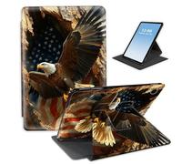 HGGJFLYX Case for Samsung Galaxy Tab A9 Tablet,360 Degree Rotating Multi-Angle Viewing Stand Fold Leather Tablet Cover 8.7" for Samsung Galaxy Tab A9,Auto Sleep/Wake,American Flag Flying Eagle