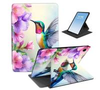 HGGJFLYX Case for Samsung Galaxy Tab A9 Tablet,360 Degree Rotating Multi-Angle Viewing Stand Fold Leather Tablet Cover 8.7" for Samsung Galaxy Tab A9,Auto Sleep/Wake,Hummingbird by Flowers