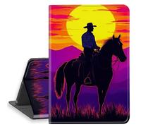 HGGJFLYX Case for Samsung Galaxy Tab A9 Tablet, PU Leather Folio Cover with Auto Sleep/Wake, Multi-Angle Stand Tablet Protective Cover 8.7" for Samsung Galaxy Tab A9,Cowboy at Sunset