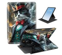HGGJFLYX Case for Samsung Galaxy Tab S9/S10/S8 Ultra,360 Degree Rotating Multi-Angle Viewing Stand Fold Tablet Cover for Samsung Tab S9/S10/S8 Ultra,Auto Sleep/Wake,Gentleman Cat