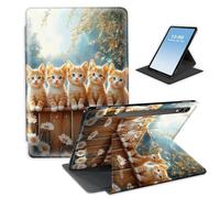 HGGJFLYX Case for Samsung Galaxy Tab S9/S10/S8 Ultra,360 Degree Rotating Multi-Angle Viewing Stand Fold Tablet Cover for Samsung Tab S9/S10/S8 Ultra,Auto Sleep/Wake,Five Cats Fence Daisies