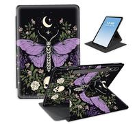 HGGJFLYX Case for Samsung Galaxy Tab S9/S10/S8 Ultra Tablet,360 Degree Rotating Multi-Angle Viewing Stand Fold Leather Tablet Cover for Tab S9/S10/S8 Ultra,Auto Sleep/Wake,Moth & Crescent